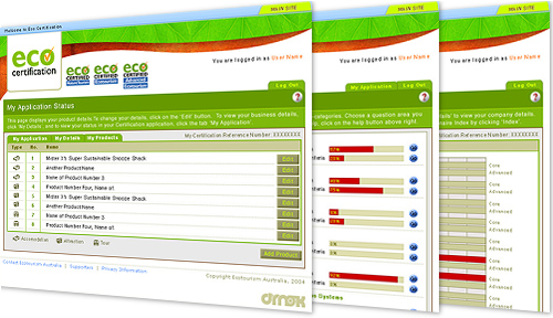 screengrabs of eco certification website design