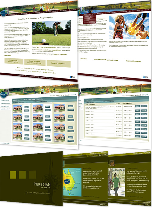 screengrabs of website design for Peregian Springs
