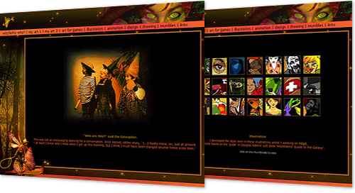 screengrabs of witchetty-grub website