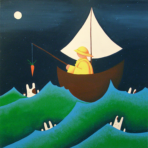 sailor fishing for rabbits
