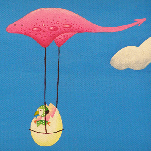 chick in egg on a stingray parachute