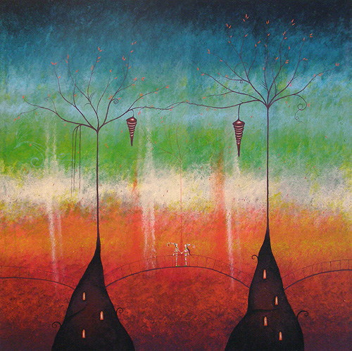 stripey people under the flame trees