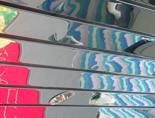 reflection on a metal ceiling