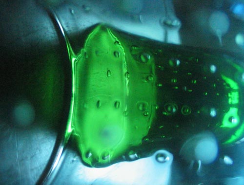 green and blue glass